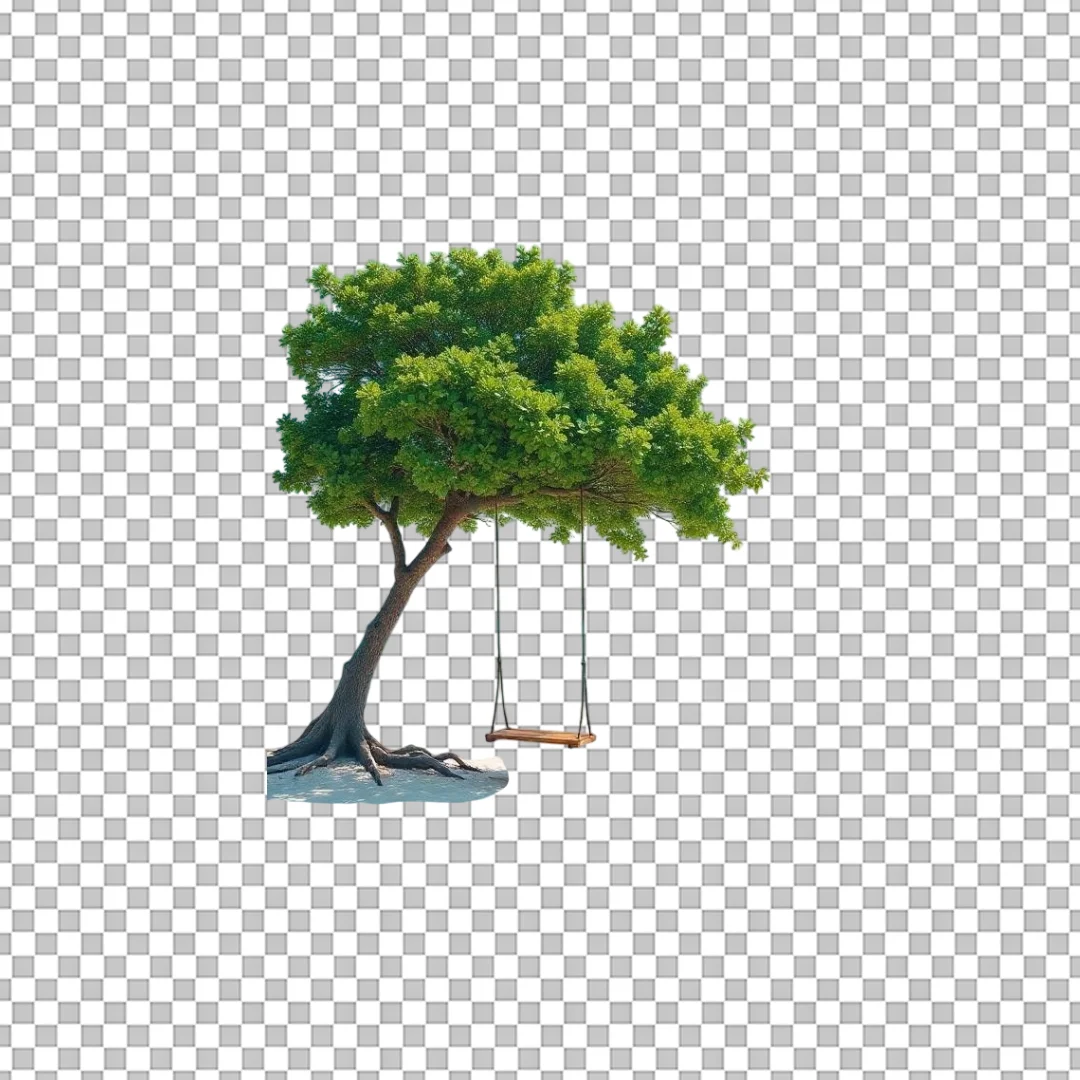 Tree with a Wooden Swing PNG