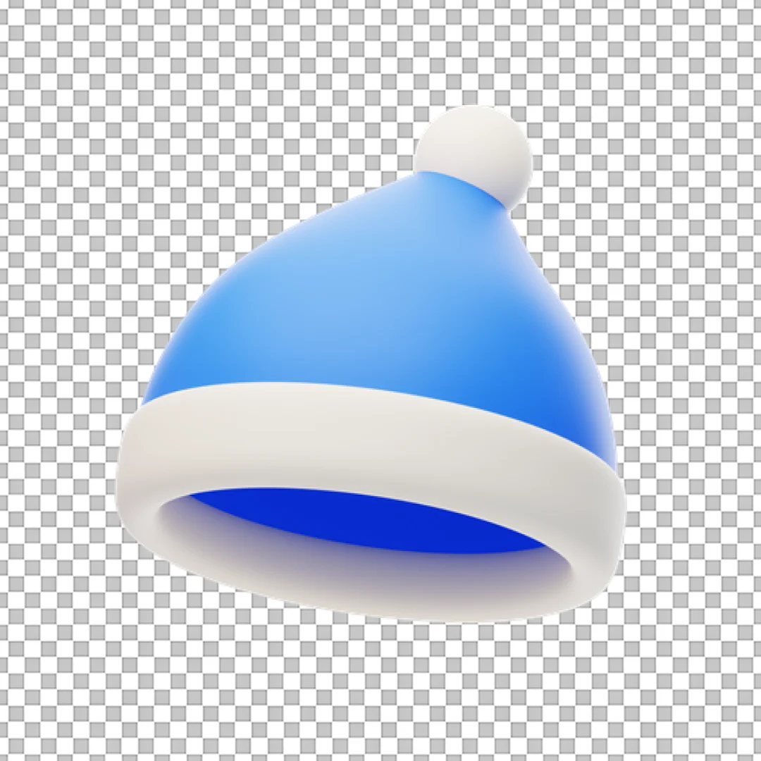 Blue Santa Hat 3D PNG