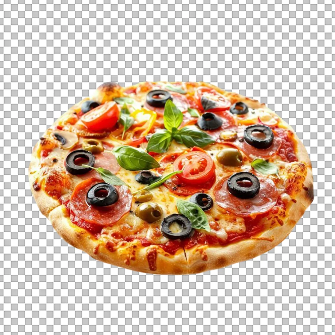 Mixed Vegetable Olive Pizza PNG