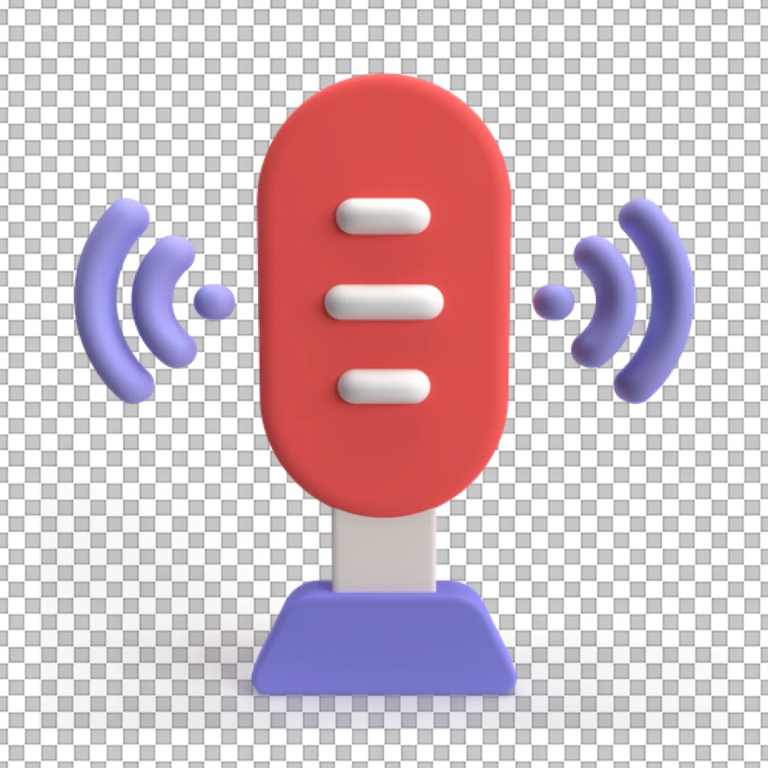Microphone Audio Recording Clay 3D Icon PNG