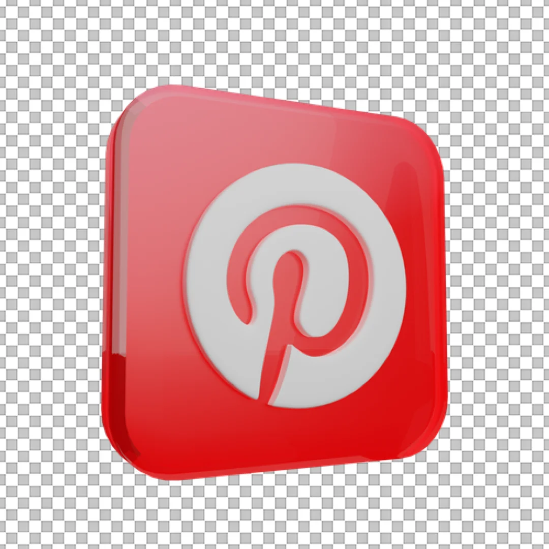 3D Red Glass Pinterest Logo PNG