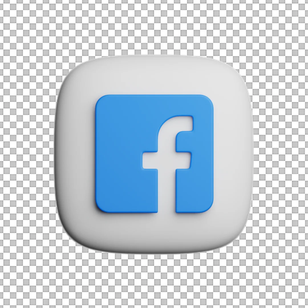 3D White Facebook Logo Icon PNG