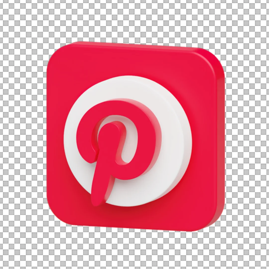 White Circle on Red Pinterest Icon PNG