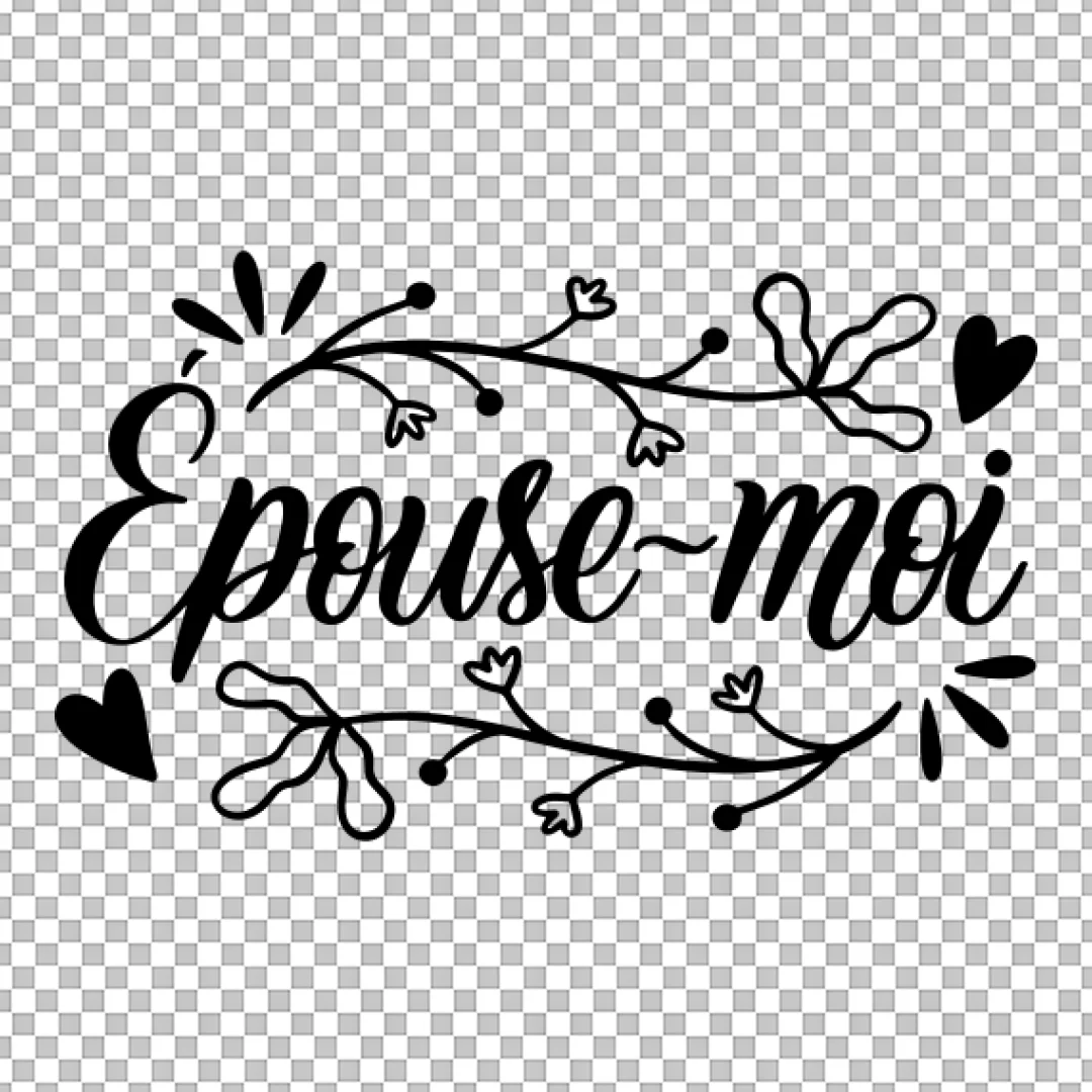 French Wedding Proposal Lettering PNG