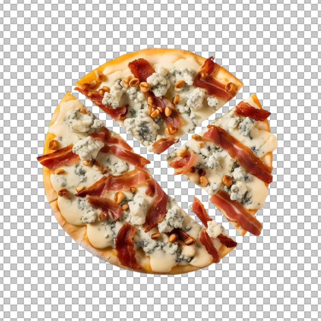 Sliced Bacon and Blue Cheese Pizza PNG