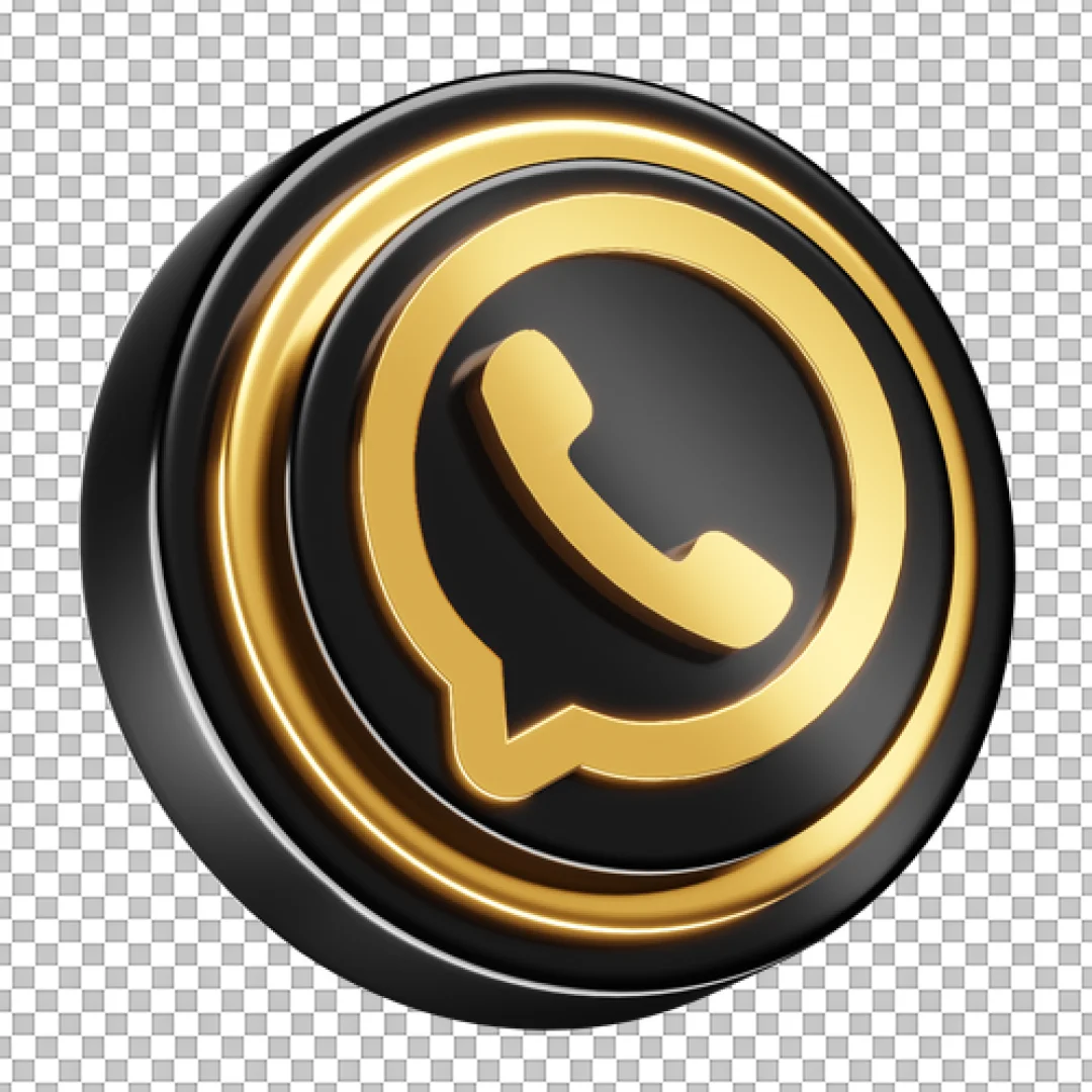 3D Gold WhatsApp Coin Icon PNG