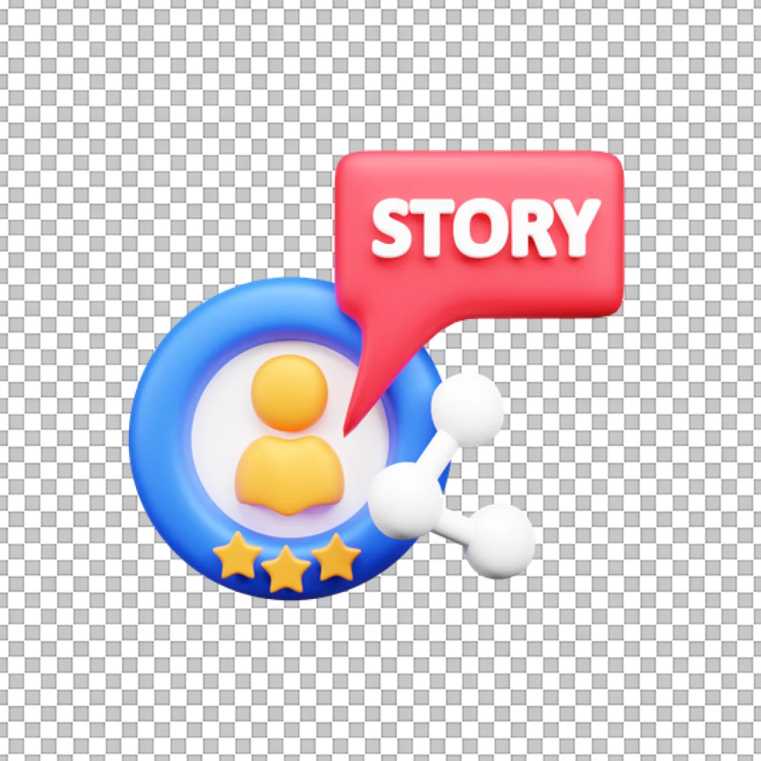 User Profile Story Notification 3D Icon PNG