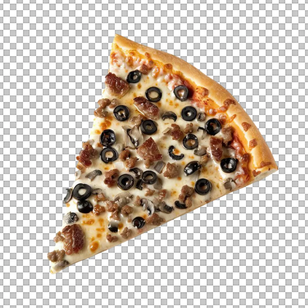 Sausage and Olive Pizza Slice PNG