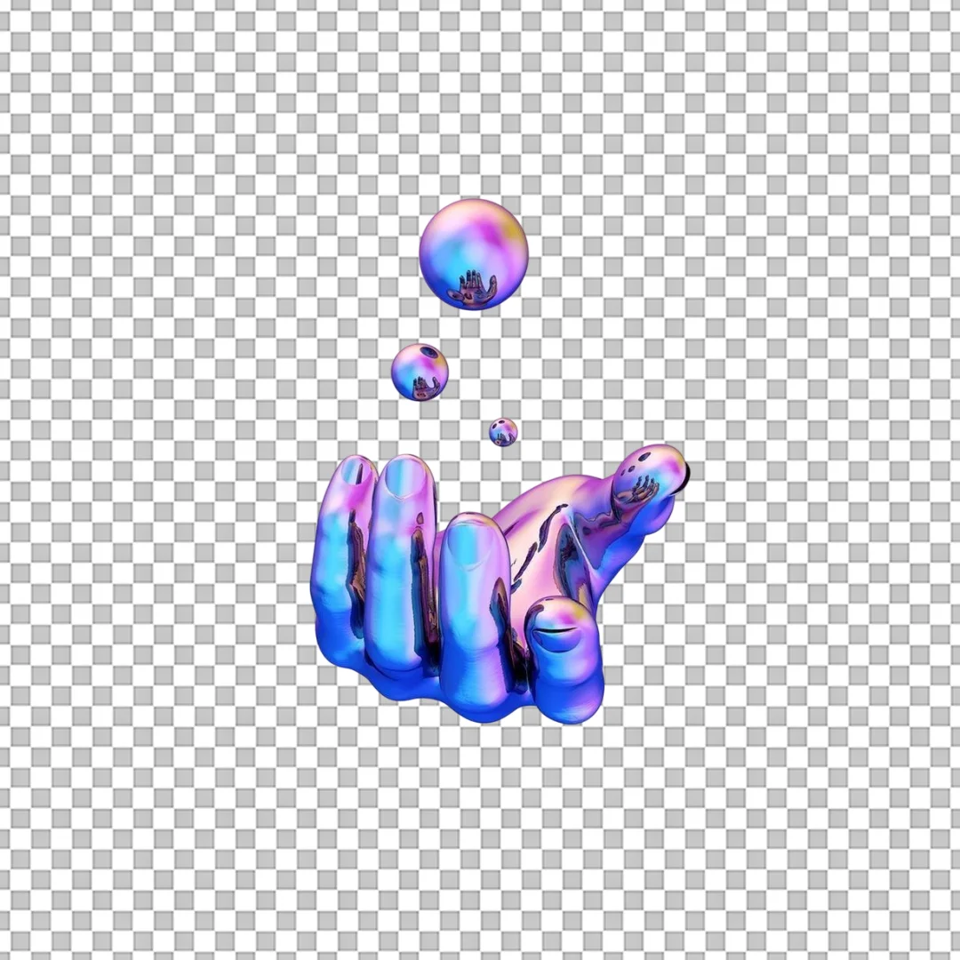 Holographic Hand Juggling Spheres 3D PNG