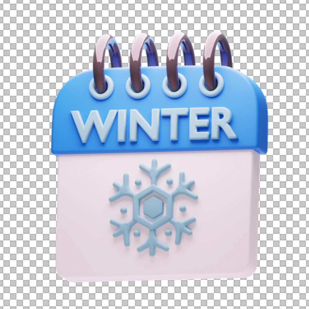 Winter Text Calendar 3D PNG