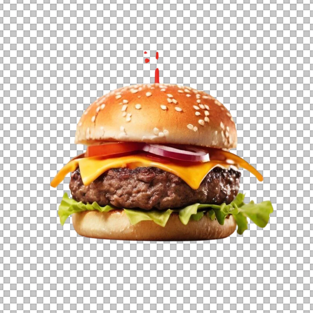 Mini Cheeseburger with Cocktail Pick PNG