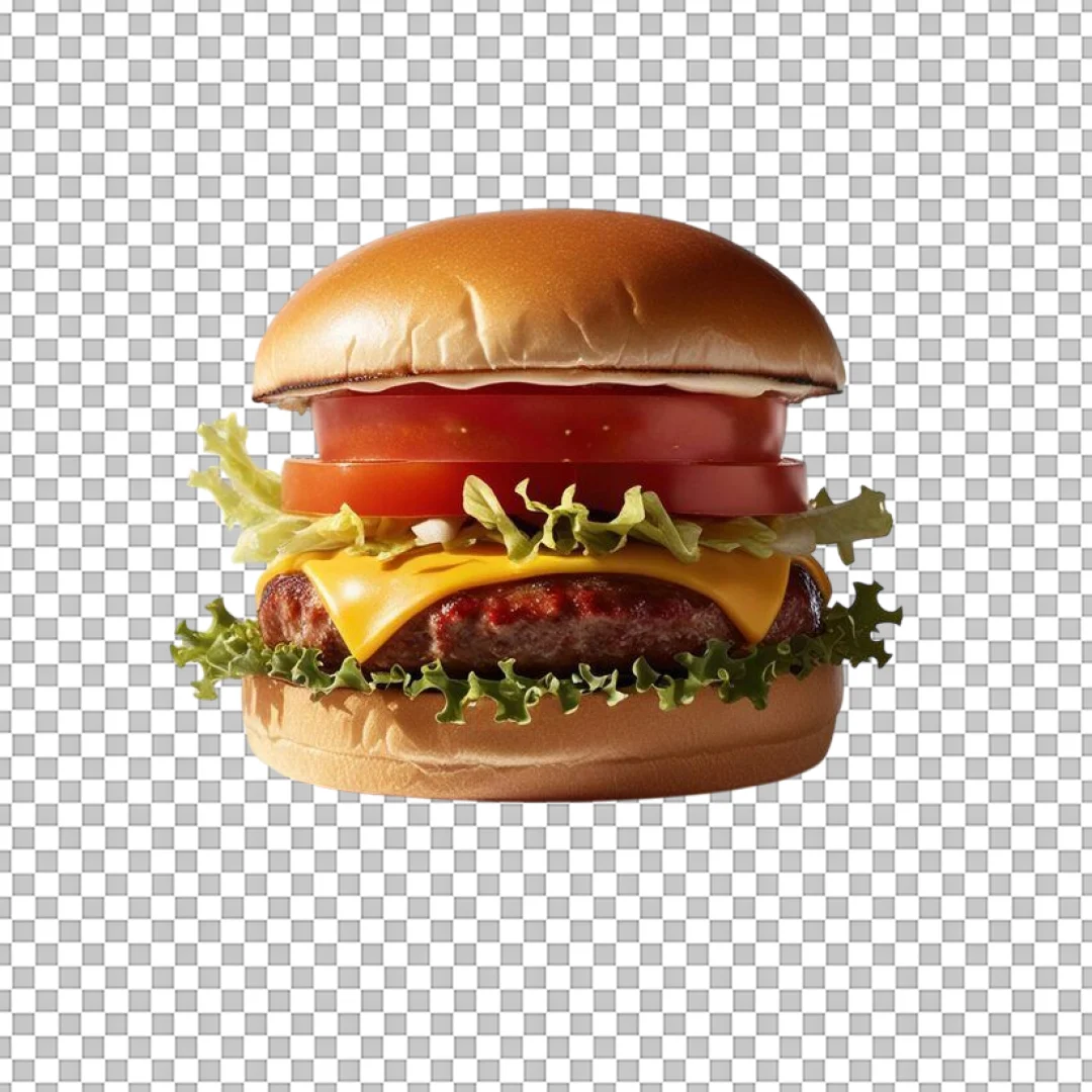 Simple Cheeseburger with Brioche Bun PNG