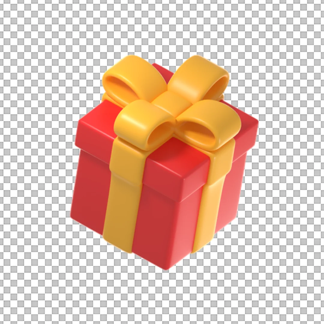 Red Gift Box With Yellow Ribbon Bow PNG