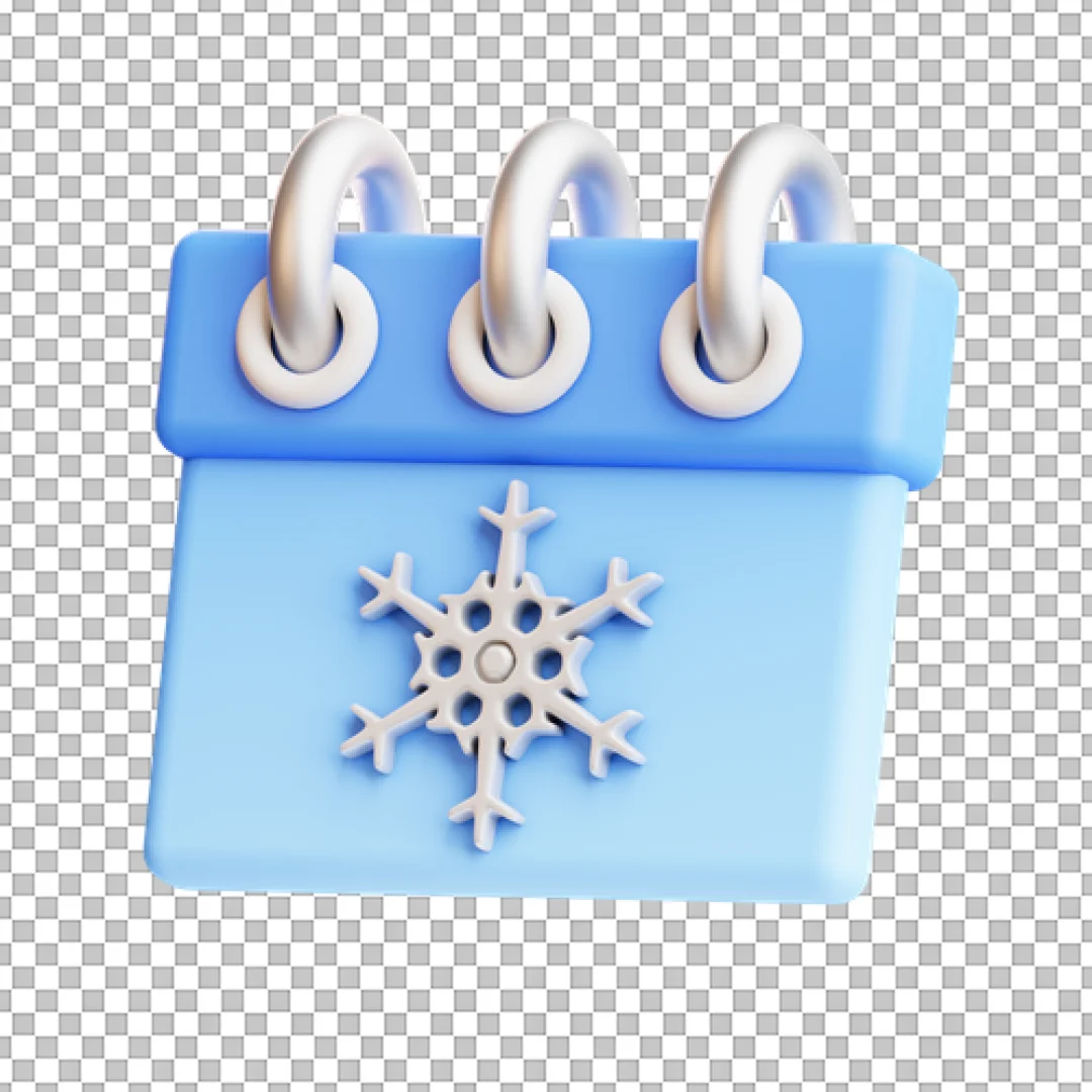 Blue Snowflake Calendar 3D Icon PNG