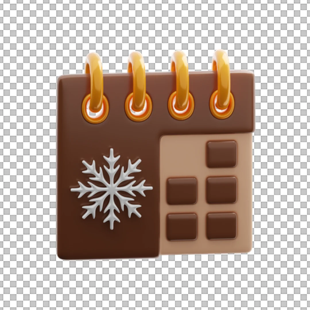 Brown Snowflake Calendar 3D PNG