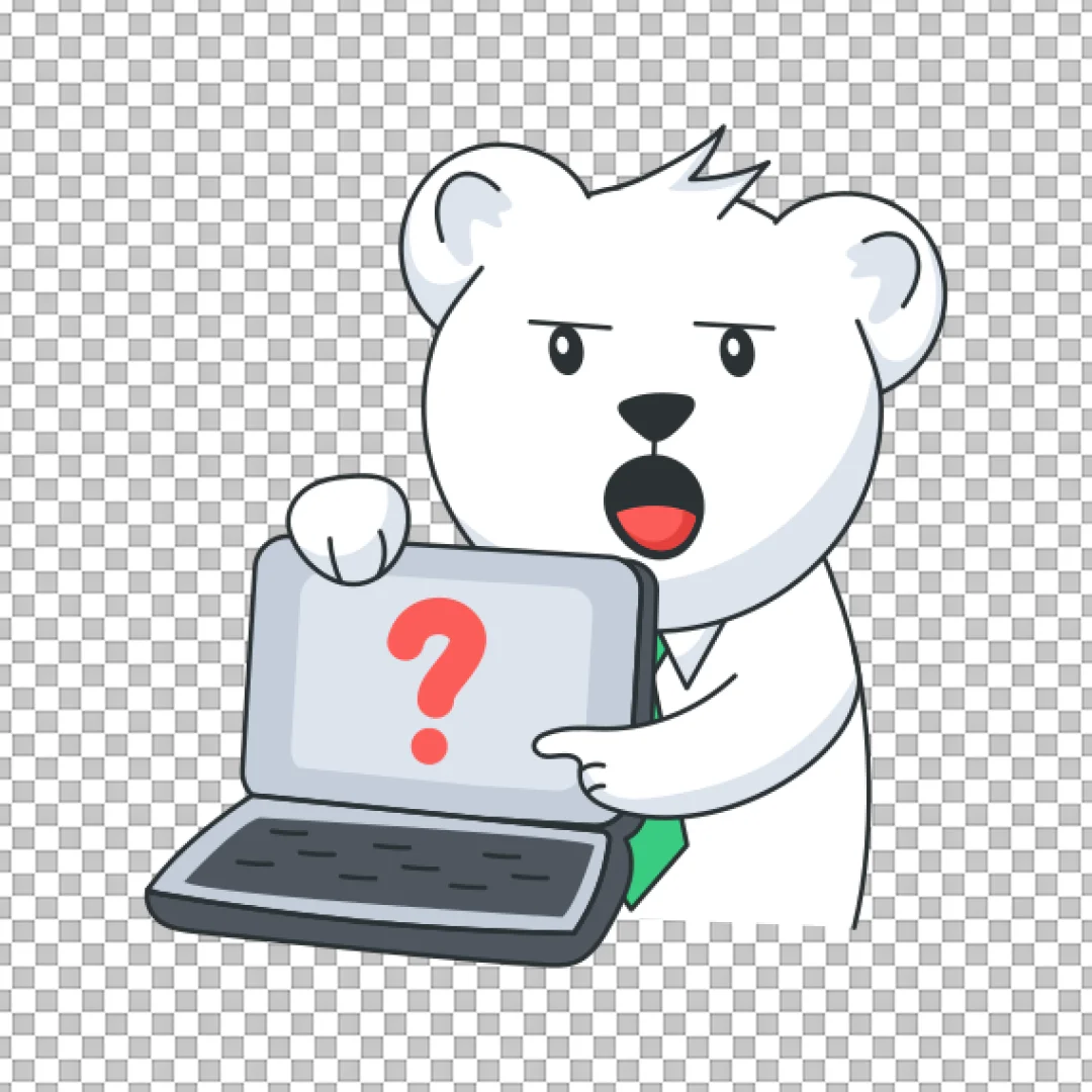 Polar Bear with Question Mark Laptop PNG