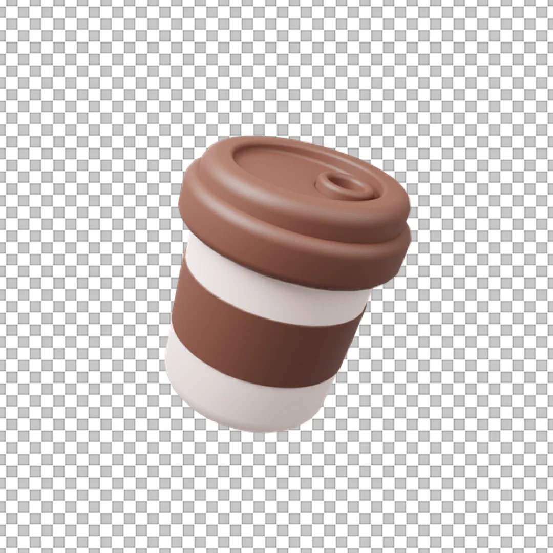 Small Brown Coffee Cup Angled View PNG