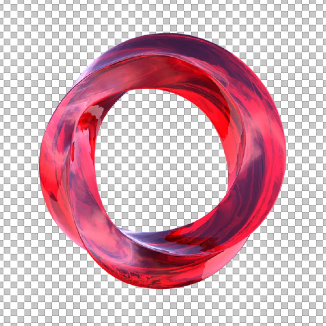 Abstract Red 3D Twisted Loop Graphic Element