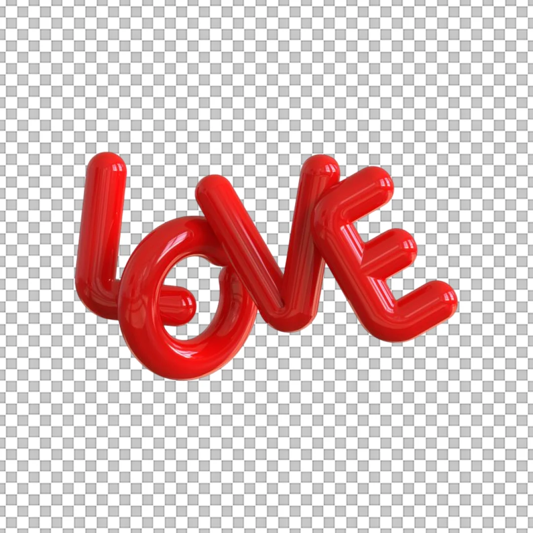 Red Glossy 3D Love Text PNG