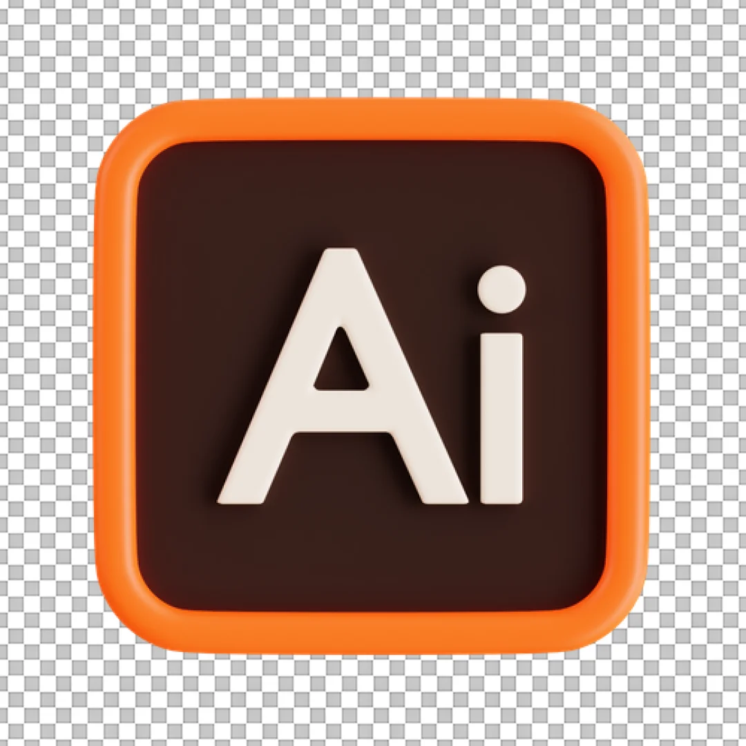 Orange Illustrator Square Icon PNG