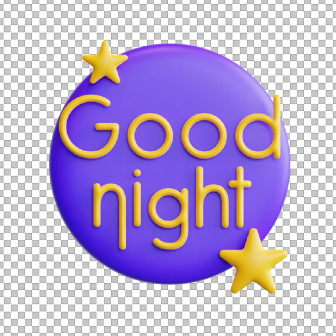 Purple Good Night Moon Badge PNG