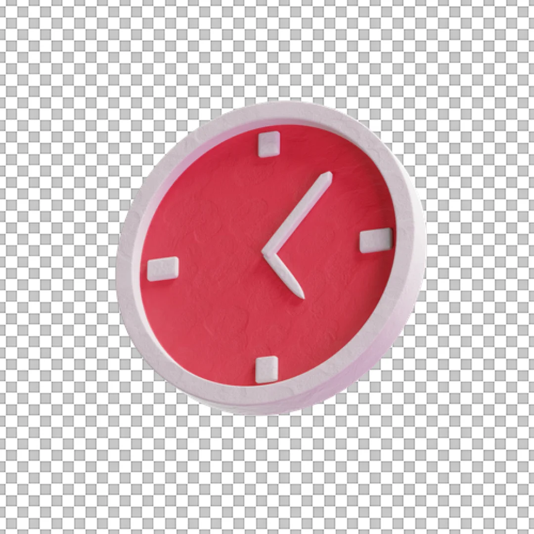 Pink Clock Wall Clay Style 3D Icon PNG