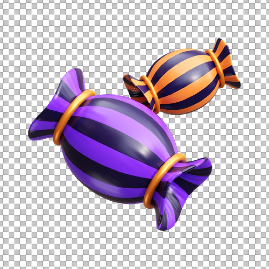 3D Purple And Black Striped Candies PNG