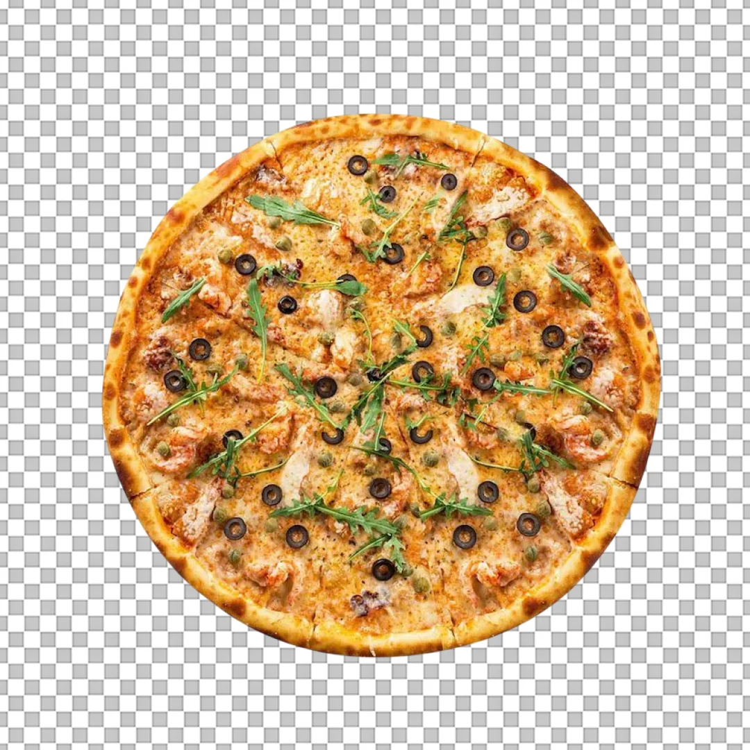 Seafood Shrimp Arugula Pizza PNG
