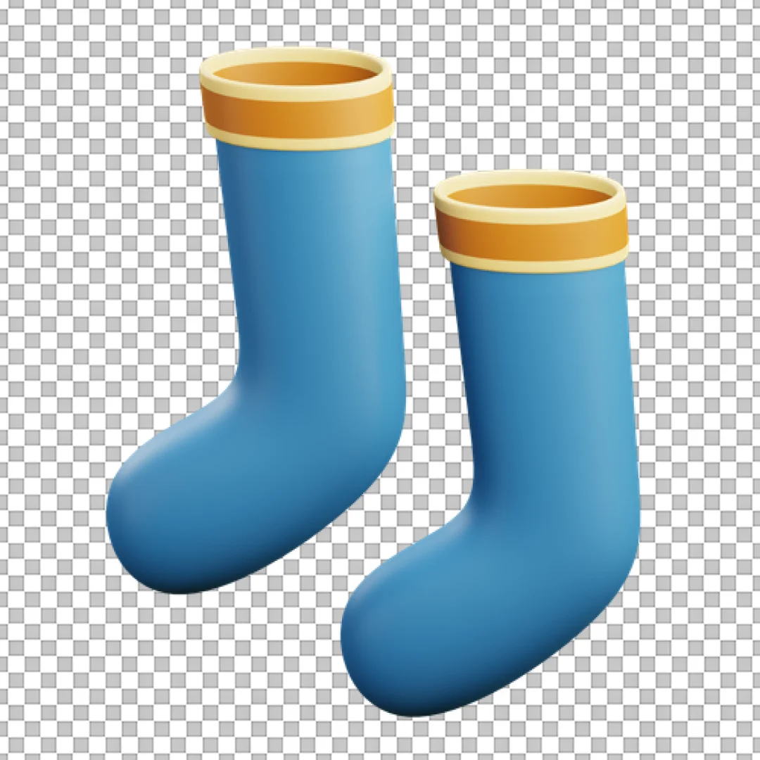 Pair Of Blue Cartoon Winter Socks PNG