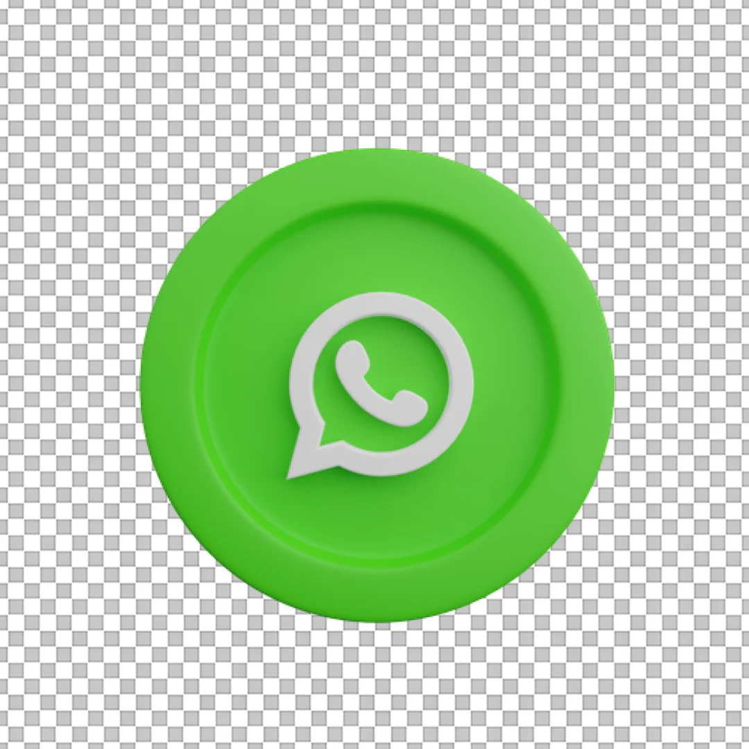 3D Green WhatsApp Coin Icon PNG