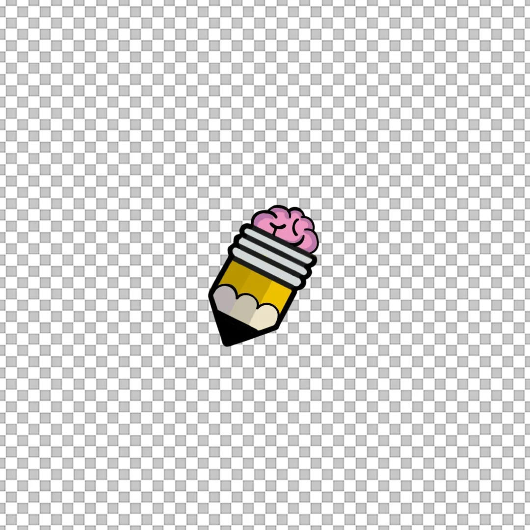 Pencil With Brain Eraser Icon PNG