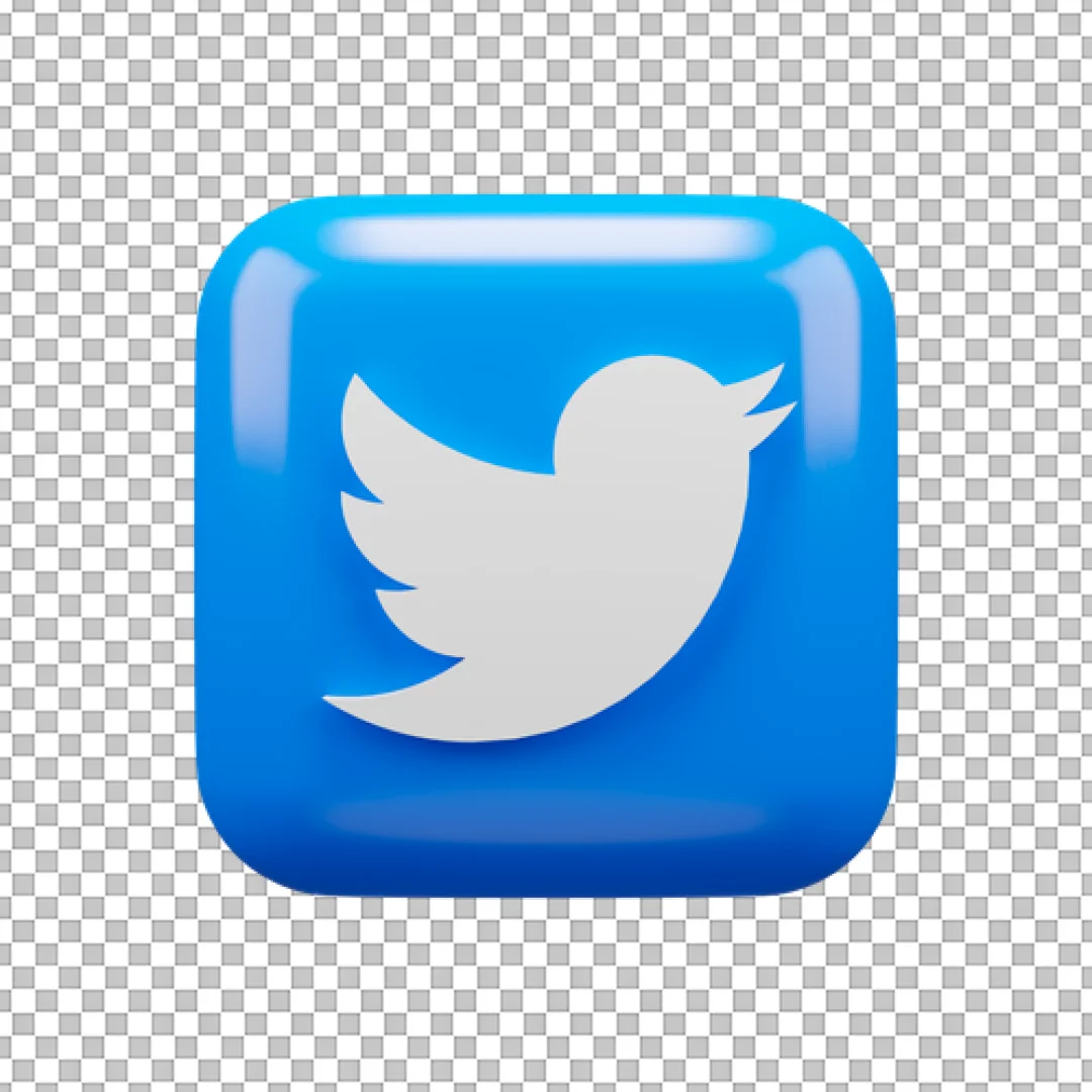 Twitter Bird Logo Blue Glossy 3D Icon PNG