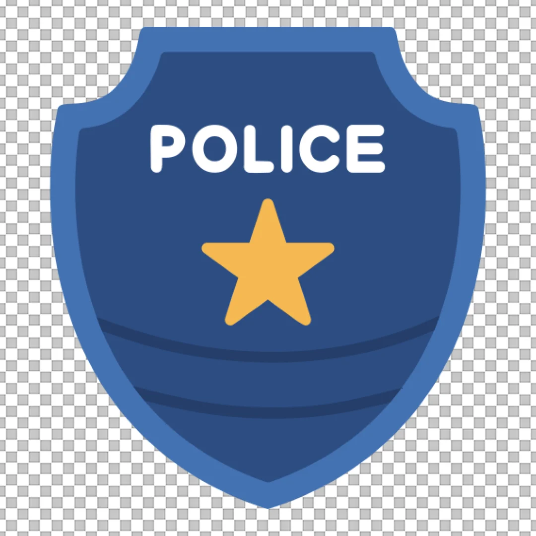 Flat Police Badge Icon with Star and Text