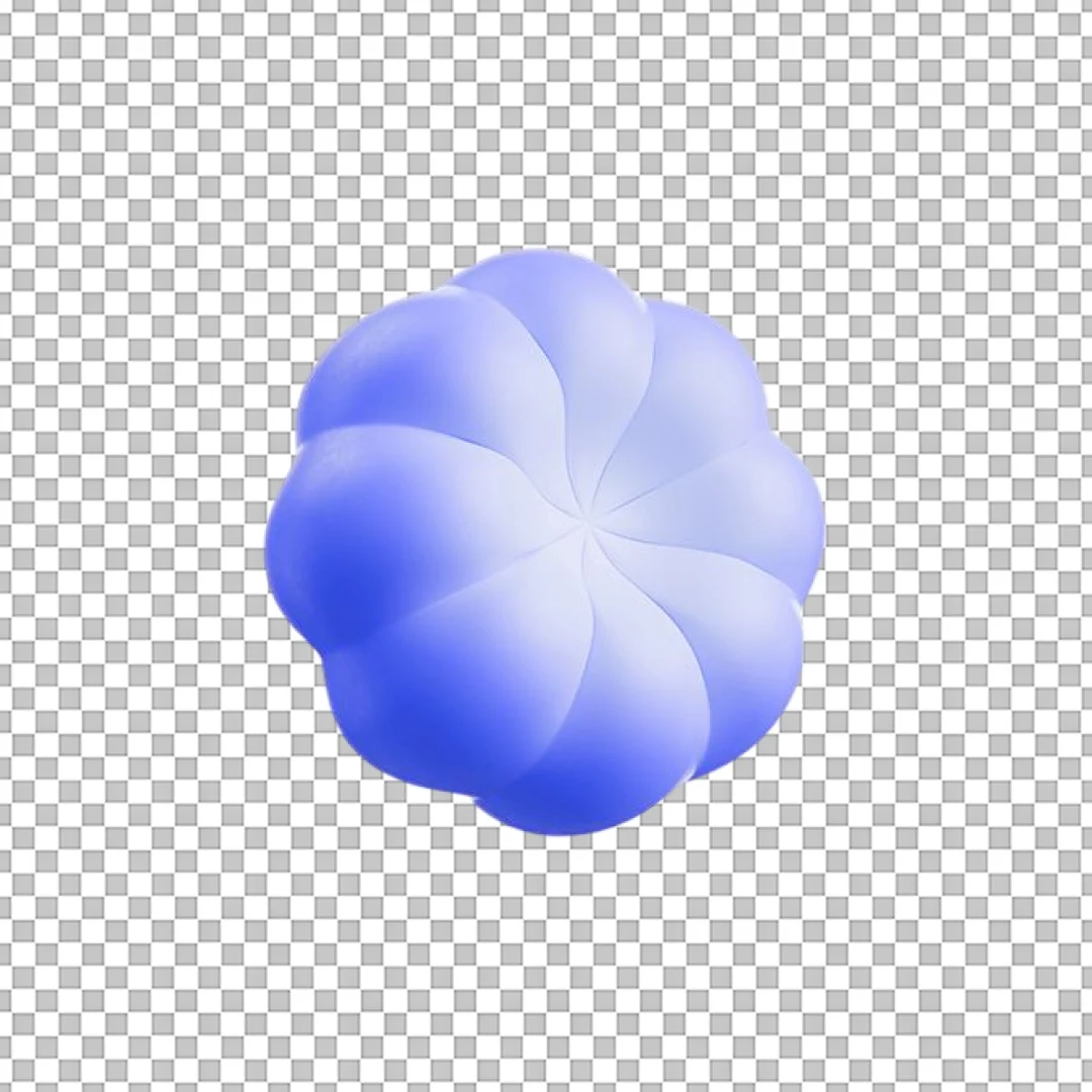 Abstract Blue 3D Floral Shape PNG