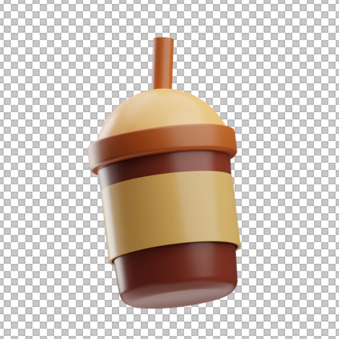 3D Bubble Tea Takeaway Cup Icon PNG
