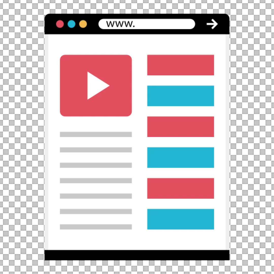 Flat Design Icon of a Web Page with Embedded Video Player