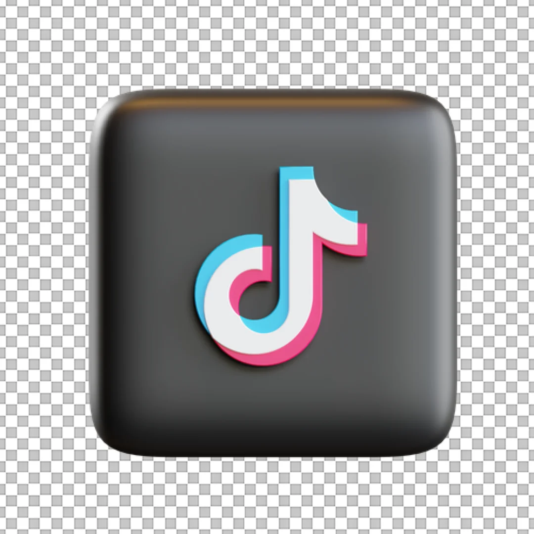 Black TikTok Square 3D PNG