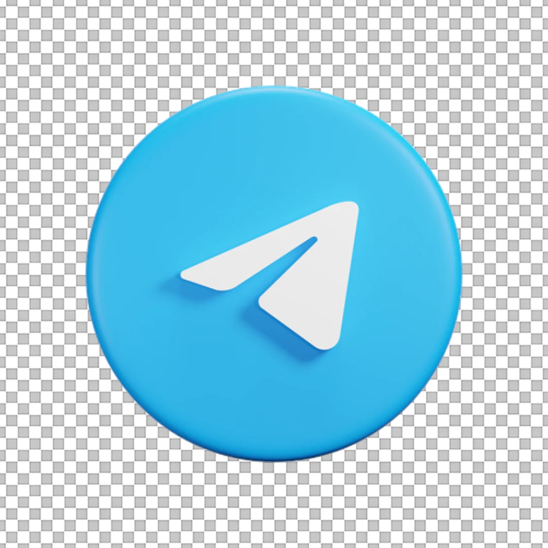 3D Blue Telegram Circle Icon PNG