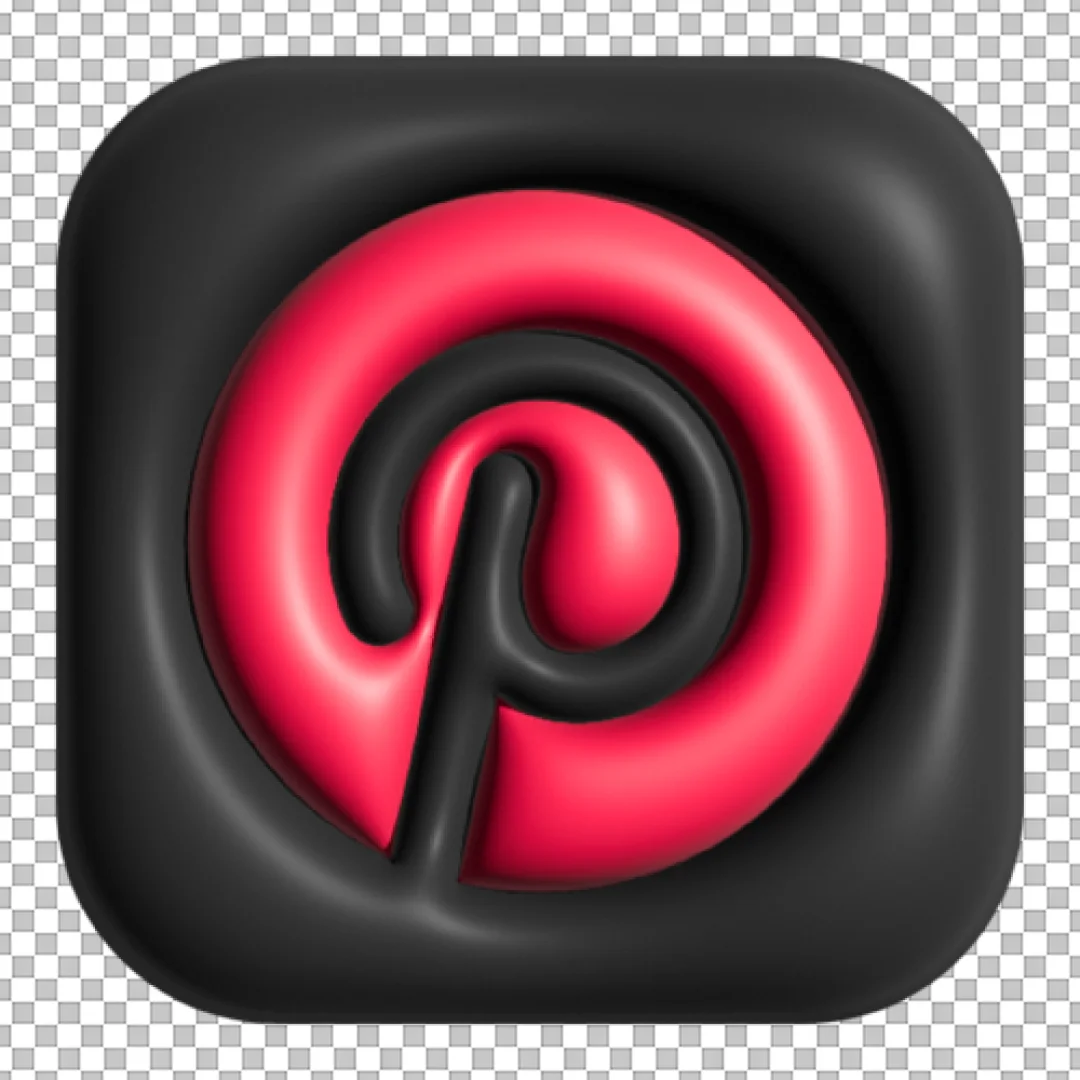 3D Black and Pink Pinterest Logo PNG