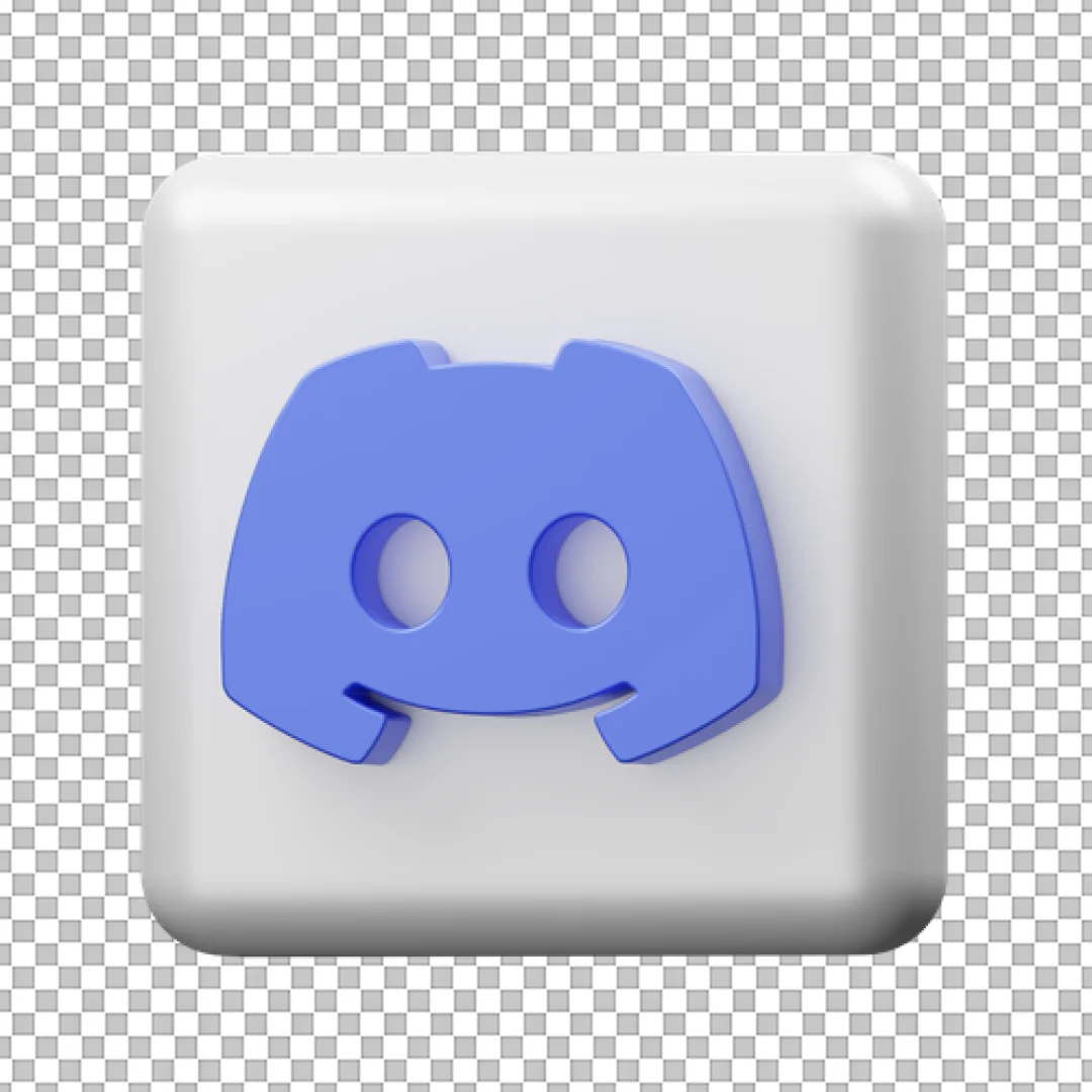 White Square Discord Logo 3D Icon PNG
