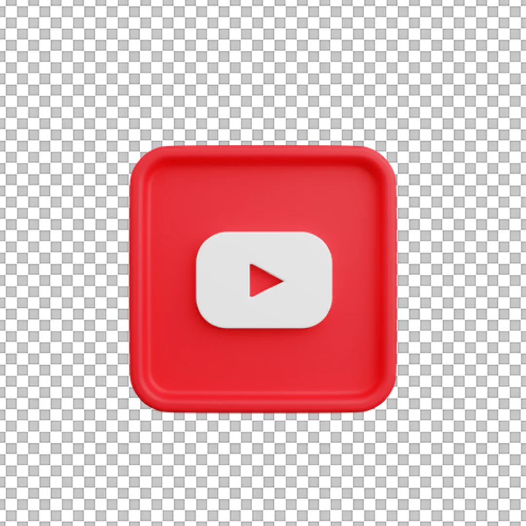 Red YouTube Square 3D PNG