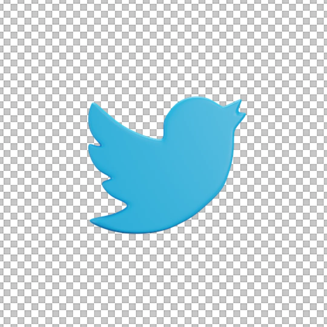Standalone 3D Twitter Bird PNG