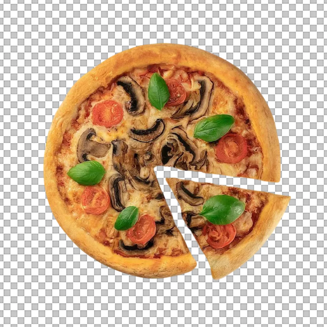 Mushroom Tomato Pizza Slice PNG
