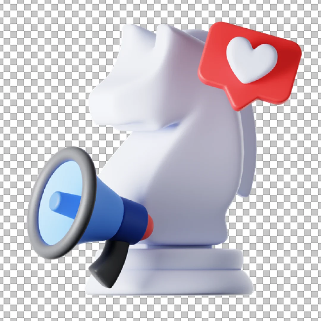 Chess Knight With Megaphone And Heart 3D PNG