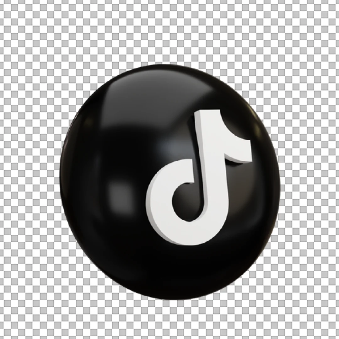 Black Sphere 3D TikTok Icon PNG