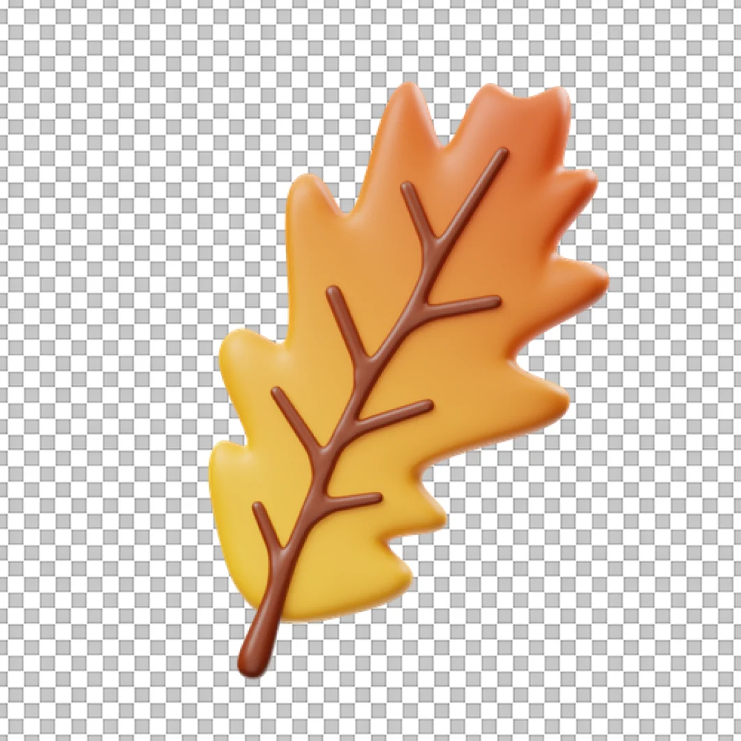 Textured Orange Oak Leaf 3D PNG