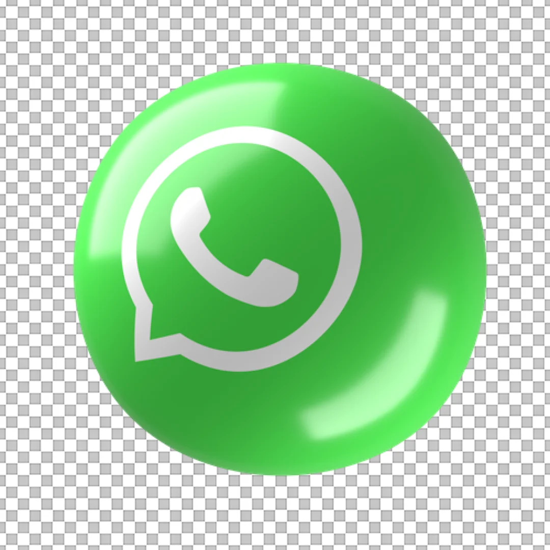 3D Spherical WhatsApp Logo Icon PNG