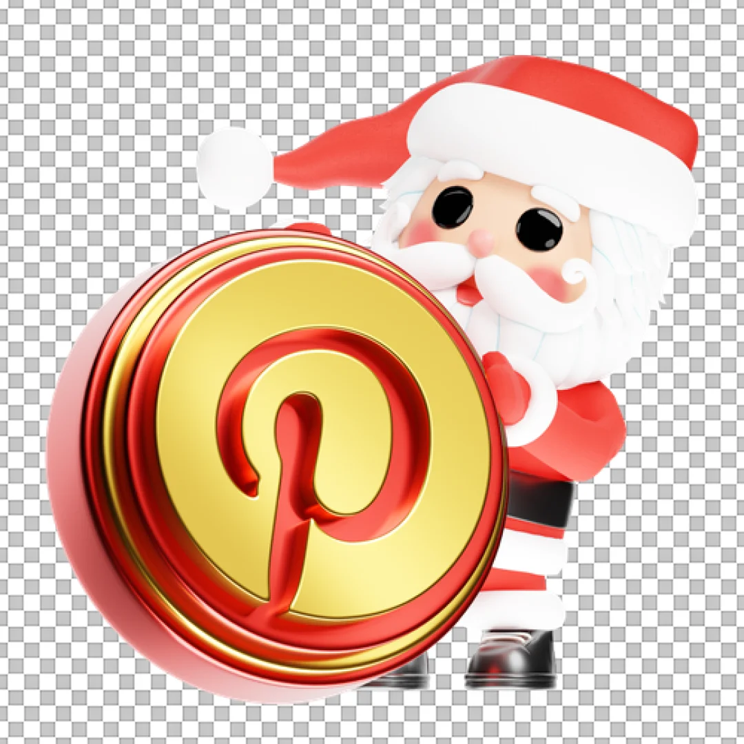 Santa Claus with Pinterest Coin 3D PNG
