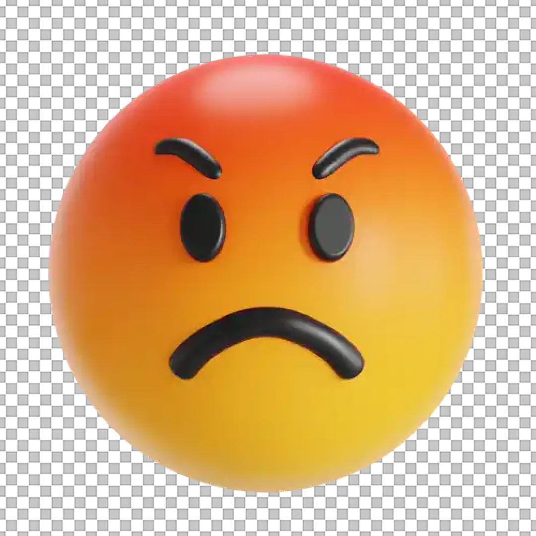 Angry 3D Emoji Face Icon Rendering in Red and Orange