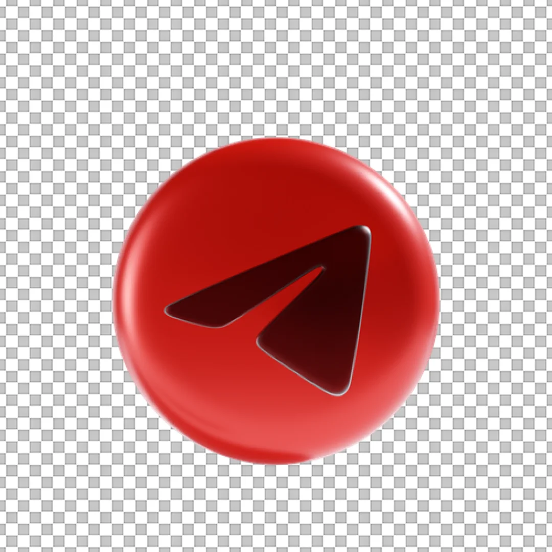 3D Red Telegram Sphere PNG